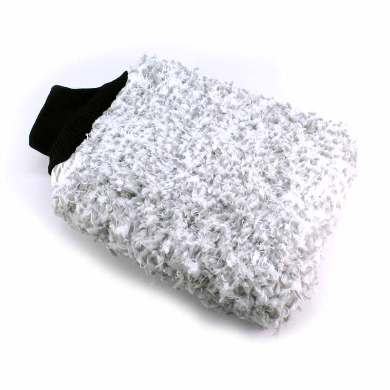 Soft Microfiber Wash Mitt (8" x 10") - White & Grey